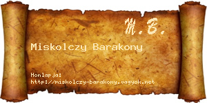 Miskolczy Barakony névjegykártya